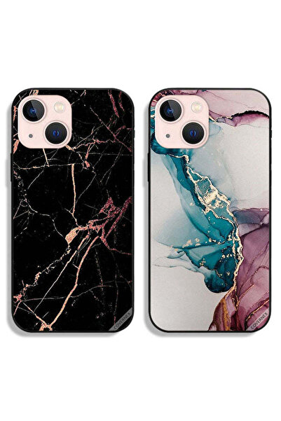 Covernex حافظتان لهاتف Apple iPhone 13 mini بأغطية واقية بنقوش رخامية متشققة