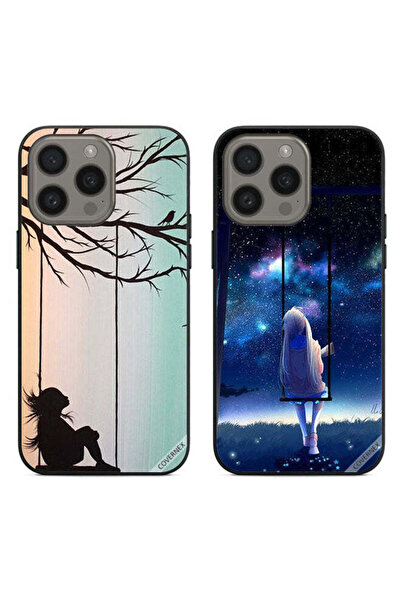 Covernex حافظتان واقيتان لهاتف Apple iPhone 15 Pro، رسم فني لفتاة صغيرة حزينة