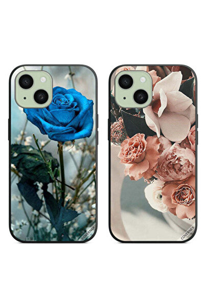 Covernex حافظتان لهاتف Apple iPhone 15 Plus بغطاءين واقيين، وردة مسائية وزهور...