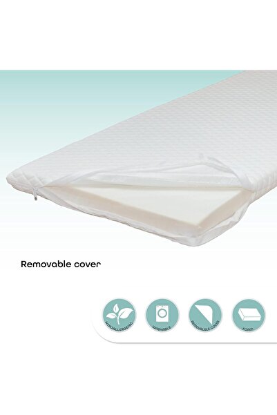 Moon Baby Quilted Crib Mattress – Classic Foam, Non-Slip Base, Removable Washable Cover, 80×47×3