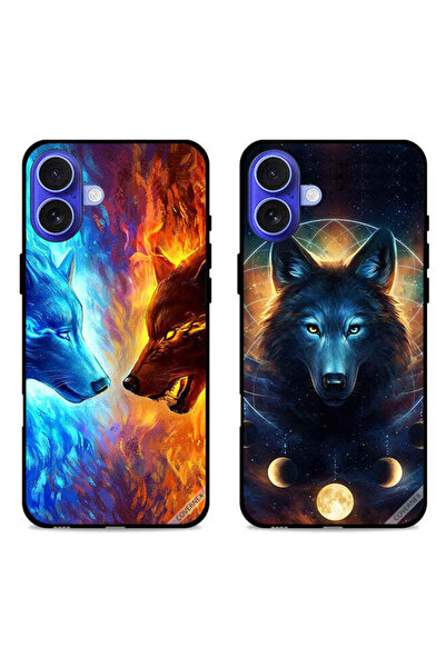 Covernex حافظتان واقيتان لهاتف Apple iPhone 16 Plus بتصميم الذئب والفضاء