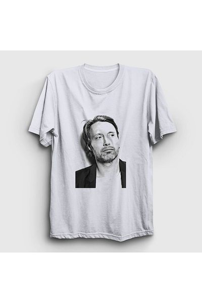 Presmono Unisex Λευκό Pose V2 Mads Mikkelsen T-Shirt 555557tt