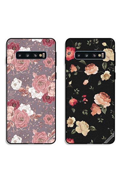 Covernex حافظتان لهاتف سامسونج جالاكسي S10 بلس بغطاءين واقيين بخلفية زهرية وزهرة لوتس ملونة