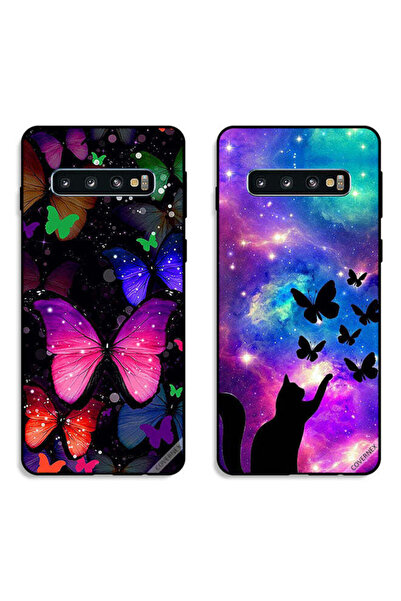 Covernex حافظتان لهاتف سامسونج جالاكسي S10 بلس بغطاءين واقيين بنقشة قطة وفراشات