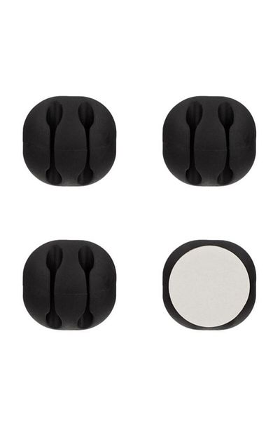DAsiNU Set of 4 Black Self-Adhesive Cable Organizer Hooks