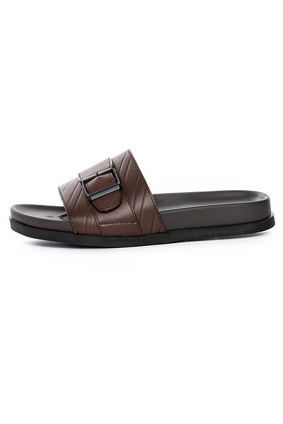 advancer Men's slippers made of genuine leather S11112 Brown |
