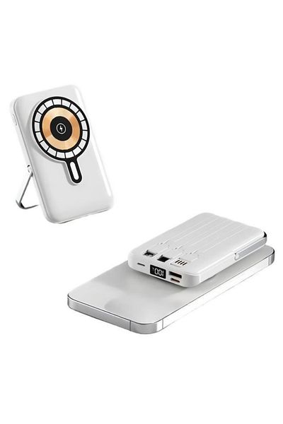 OEM Magnetic Wireless External Battery with Foldable Stand - 10000mAh, Digital Display, 3 Cables