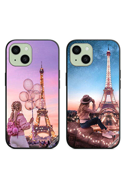 Covernex حافظتان واقيتان لهاتف Apple iPhone 15 بتصميم فتاة لطيفة وبرج إيفل
