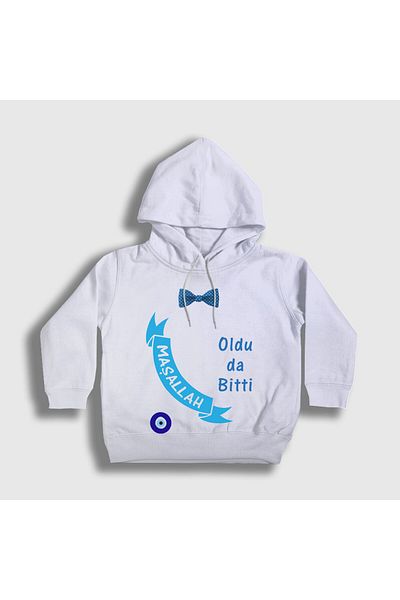 Presmono Unisex Children's White Is over Mashallah Circumcision Hooded Sweatshirt 555337Tt