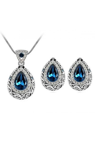 Kelan Set bijuterii Queen Elegance – cristale Blue Royal, placat cu argint S925