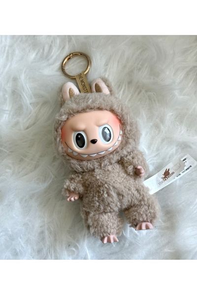 LRS STORE Original Labubu Plush Toy Figure Have a Seat Toffee Figure Light Brown Labubu 17 cm