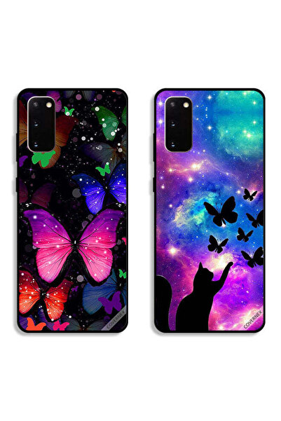 Covernex حافظتان لهاتف سامسونج جالكسي S20 بغطاءين واقيين بنقشة قطة وفراشات