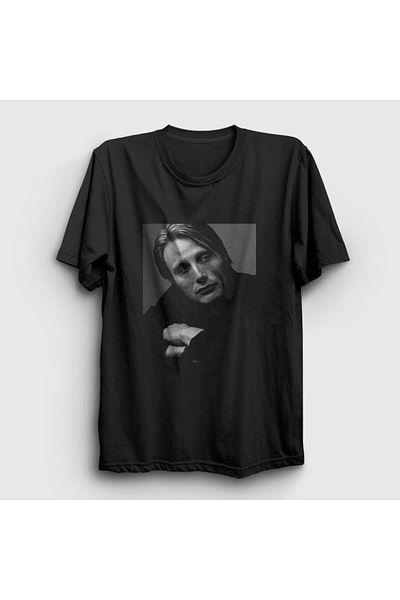 Presmono Унисекс черна тениска Pose Mads Mikkelsen 555420tt