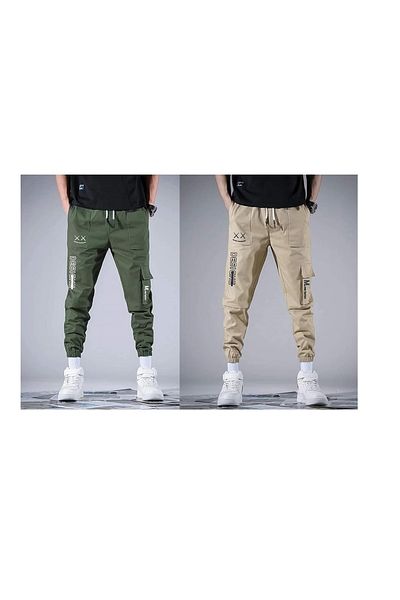 SZone 2cargo pants with 5 pockets,4+1 back pocket, light Bengal fabric,closed leg with top&bottom print