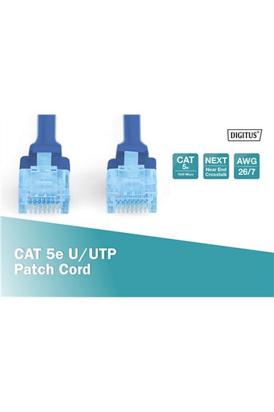 Digitus Cablu Patch CAT 5e 1m Albastru RJ-45 UTP