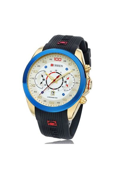 Curren 8166 Black Silicon Band Men’s Chronograph Wrist Watch