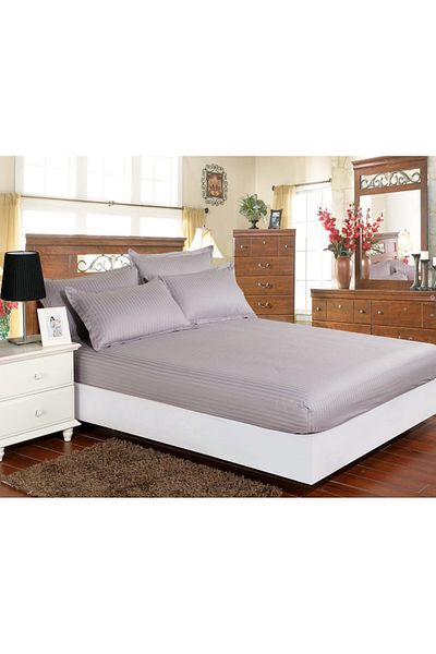 Pucioasa Damask bed cover set + 2 pillowcases, mattress 160x200cm, light gray