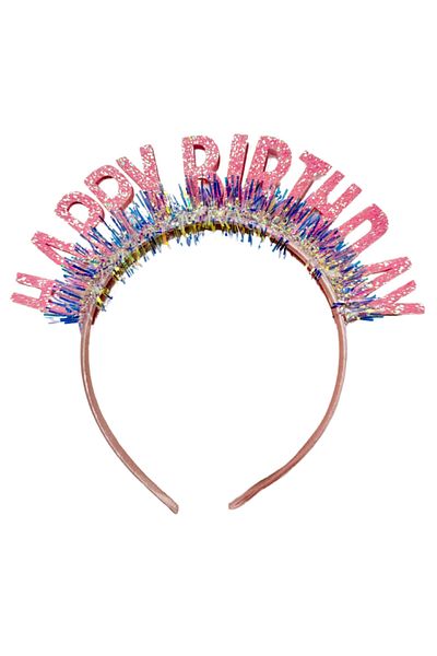 fustite cu luminite Pink Birthday Headband with Glitter