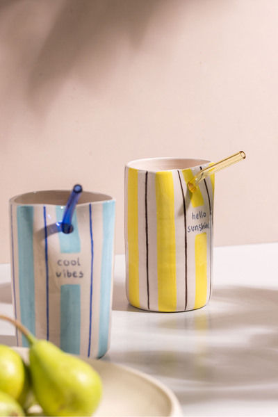 Petra Seramik Pipetli Seramik Soğuk Kahve Kupası