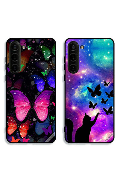Covernex حافظتان لهاتف سامسونج جالاكسي S23 5G بغطاءين واقيين بنقشة قطة وفراشات