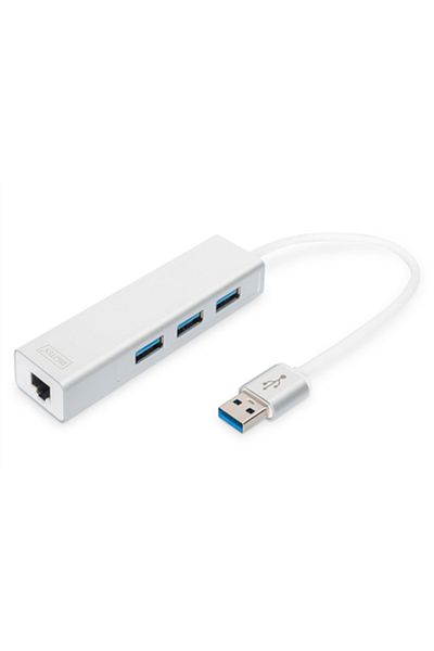 Digitus Hub USB 3-port și Adaptor LAN Gigabit