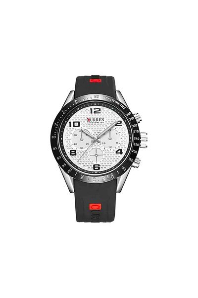 Curren 8167 Rubber Strap Band Quartz Watch For Men - White