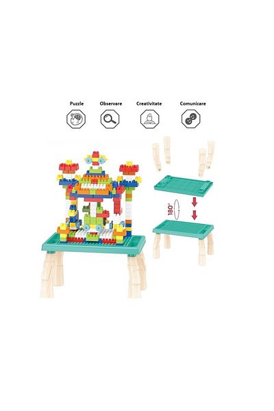 OEM 3-in-1 educational drawing and building table, with building blocks, 100 pieces, storage space
