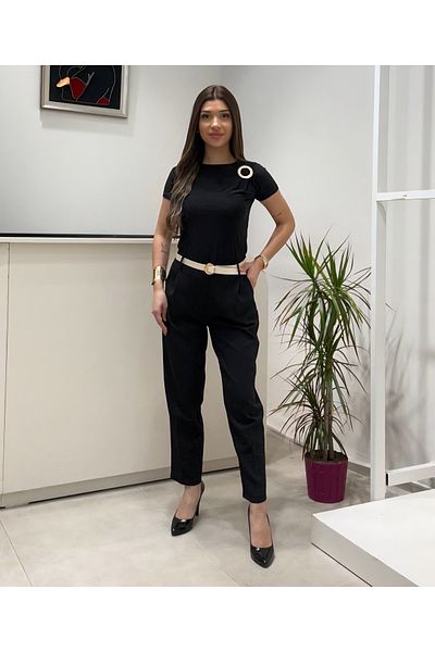 Şamdan Straight Fabric Belted Trousers
