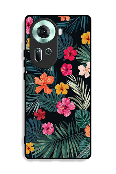 Covernex غطاء حماية لهاتف Oppo Reno11 5G بنقشة زهور متعددة الألوان وريش أخضر ...