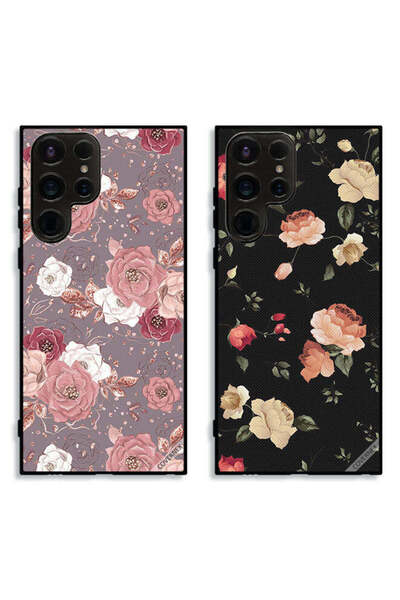 Covernex حافظتان لهاتف سامسونج جالاكسي إس 23 ألترا 5G، أغطية حماية بخلفية زهرية وزهرة لوتس ملونة