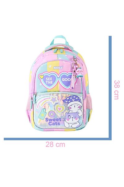 MUGGLE 3 Compartment Good Be Kind School Backpack Pink-Green (Mu-5735)