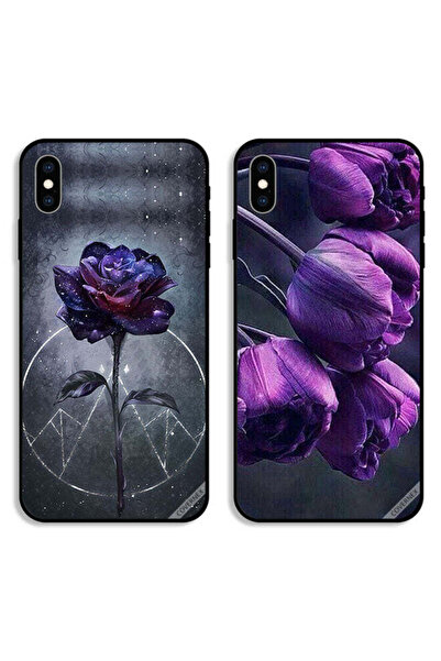 Covernex حافظتان واقيتان لهاتف Apple iPhone XS بنقشة زهور داكنة