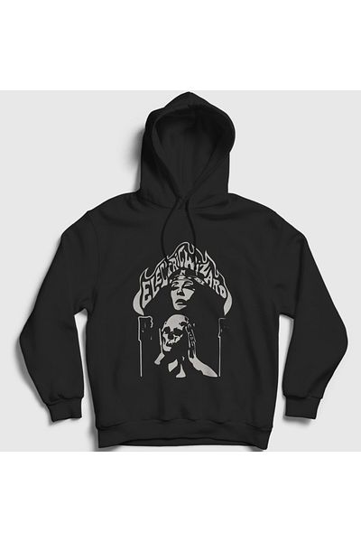 Presmono Унисекс черен суитшърт с качулка и плакат Electric Wizard 555673tt