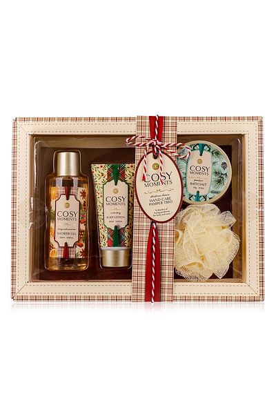 ACCENTRA Cosy Moments Christmas Bath Set - Shower Gel, Bath Salt, Body Lotion and Sponge