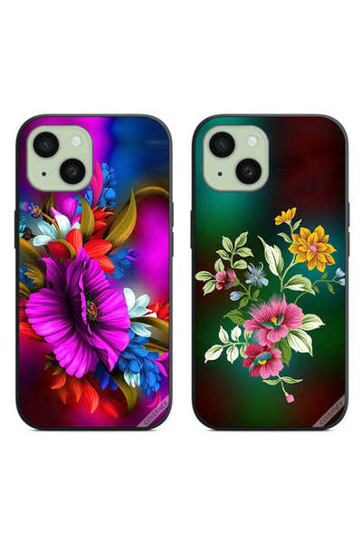 Covernex حافظتان واقيتان لهاتف Apple iPhone 15 Plus برسومات زهور عالية الدقة