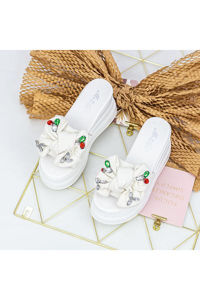 mei Women's Platform Slippers 2XN9 White