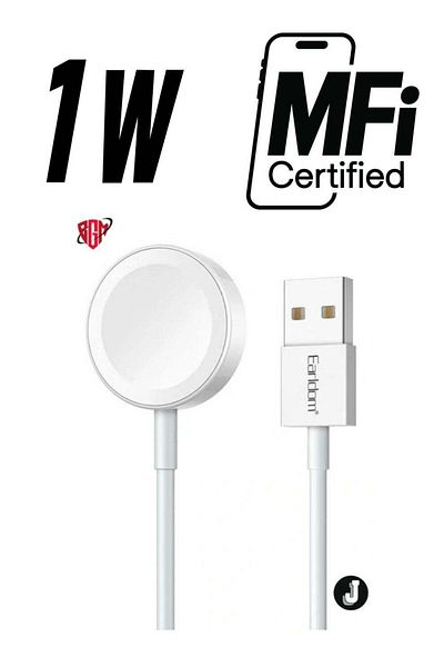 bgm ET-WC21 Wireless Charging Cable for Apple Watch - 5V/0.35A, 1m Length, White