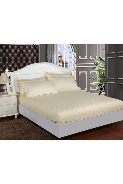 Pucioasa Damask bed cover set + 2 pillowcases, mattress 140x200cm, cream, DHUS2