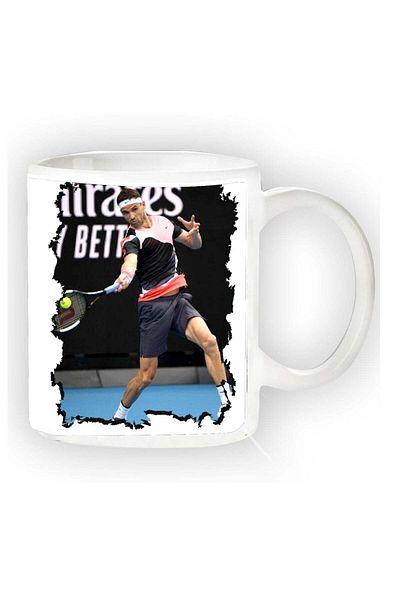Story of candle Ceramic mug printed design 'Grigor Dimitrov' in white color
