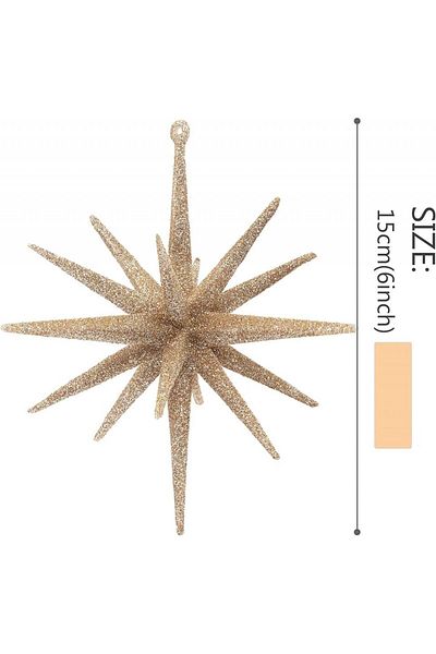 Kistore Set of 4 KI Store Christmas stars, plastic, gold, 15 cm