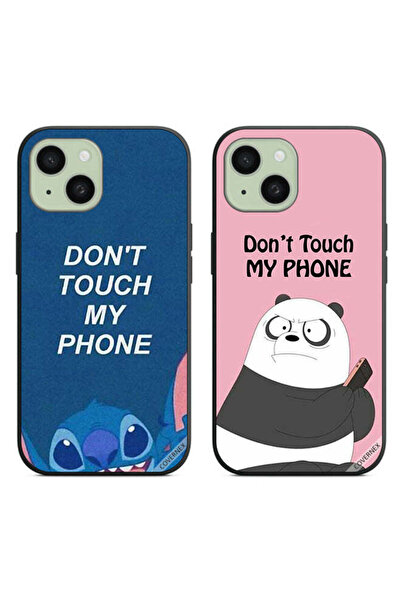 Covernex حافظتان واقيتان لهاتف Apple iPhone 15 Plus، مطبوع عليهما "لا تلمس ها...