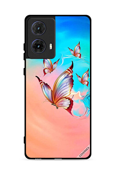 Covernex غطاء حماية لهاتف موتورولا موتو جي 85 5G بطبعة فراشات تحلق فوق لون ال...