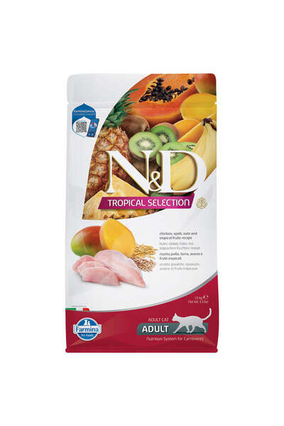 N&D ND TROPİCAL SELECTION Tavuklu ve Tropikal Meyveli Yetişkin Kedi Maması 1,5kg