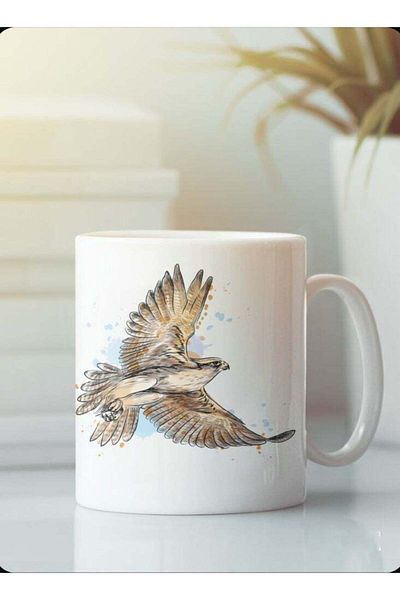 Story of candle Ceramic Mug with 'Falcon' Design in White