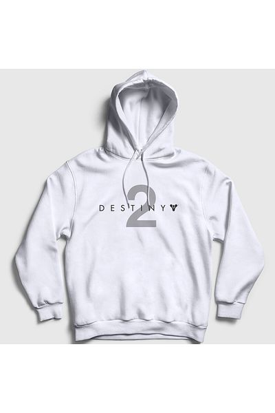 Presmono Unisex Λευκή λογότυπο Ουσιαστικό Destiny 2 Φούτερ με κουκούλα 554813tt