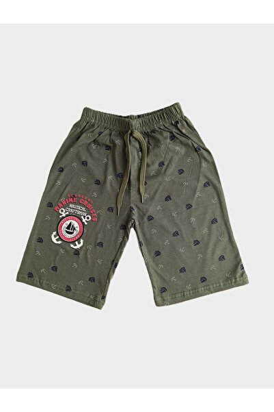 minilkabebe marine desen penye erkek çocuk şort haki