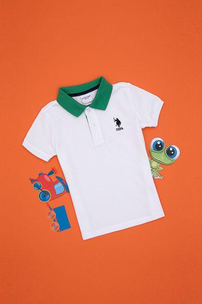U.S. Polo Assn. Boy's White Polo Neck T-Shirt 50307156-Vr013