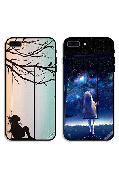 Covernex حافظتان واقيتان لهاتف Apple iPhone 7 Plus، رسم فني لفتاة صغيرة حزينة