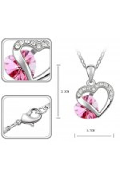 Kelan Elegant jewelry set – cat necklace and earrings with pink crystals