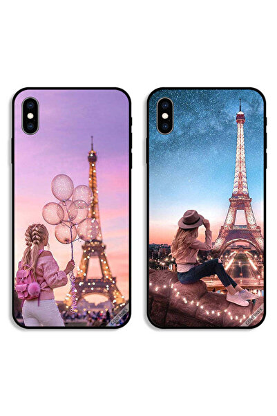 Covernex حافظتان واقيتان لهاتف Apple iPhone XS، بتصميم فتاة لطيفة وبرج إيفل
